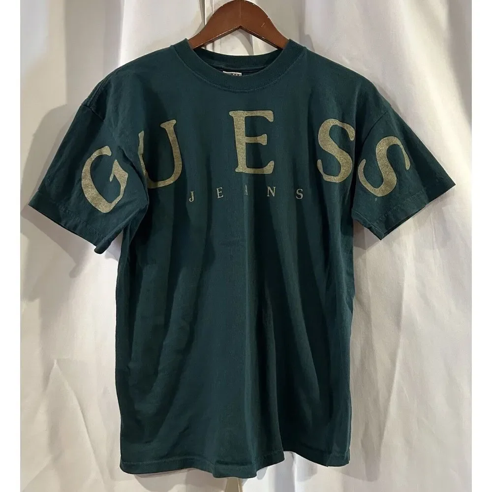 Vintage Guess Jeans Mens T Shirt USA Size 20-XL Green‎ - Picture 2 of 6